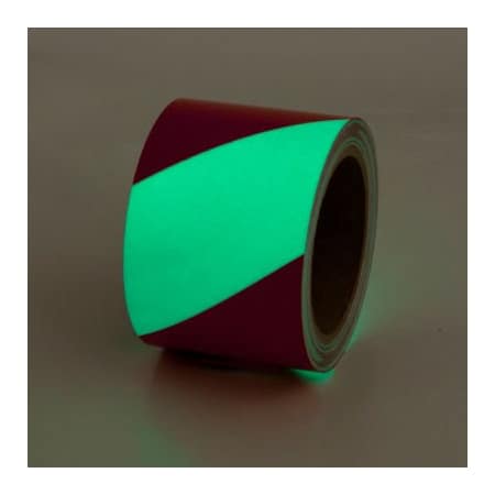 Top Tape And Label Safety Glow Photoluminescent Tape, Red Stripes, 2"W x 30'L Roll, GT230RD GT230RD